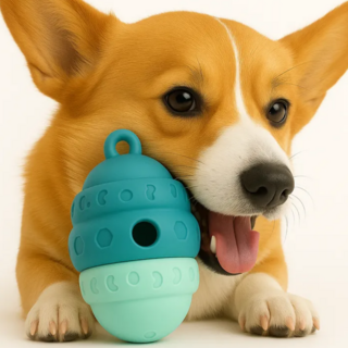 엔젤랩 무소음 실리콘 반려견 노즈워크 장난감, 1개, 그린+민트