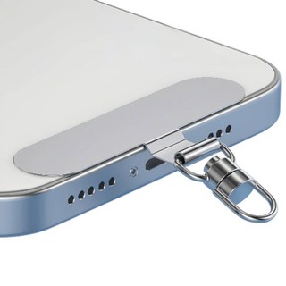 不鏽鋼360度旋轉手機墊片 手機掛繩墊片 金屬掛繩夾片 吊繩掛片 手機夾片 固定夾片 不銹鋼手機墊片 質感墊片, 銀色｜升級可旋轉不鏽鋼款, 1個