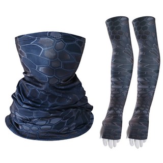 冰絲防曬袖套騎行魔術頭巾套裝夏季男女戶外運動騎行裝備跨境熱賣, 1個, 53cm袖套+頭巾