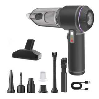 [25년형]Voltmate 휴대용 무선 에어건 청소기 차량 가정 야외 흡취일체형 다기능 청소기 LED 표시 BLDC 브러시리스 18000Pa Type-C 포트 대용량 배터리, 블랙, M6