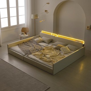 국내제작 인홈 위드유 LED 저상형 패밀리 침대 가드형 A +7존 독립 매트리스 포함, 아이보리