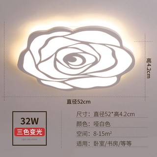 雷俊燈飾 圓形花朵吸頂燈 LED三色變光吸頂燈 110V主臥房間書房樓道餐廳廚房玄關浴室燈, 中號三色變光