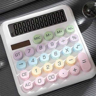 더욜픽 사무용 태양열 기계식 파스텔 예쁜 계산기 대형, 1개, 화이트