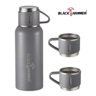 Black Hammer不鏽鋼保溫保冰分享杯壺四件組(深灰) 830mL壺+220mL杯x3, 1個, 深灰