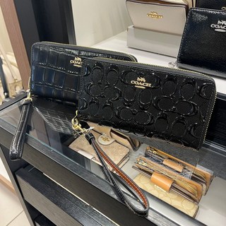 코치 시그니처 가죽 롱 지퍼 어라운드 지갑 CV413 CT083