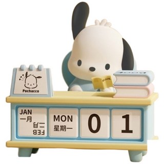 Sanrio 三麗鷗 家族課桌日曆系列 桌曆 庫洛米 帕恰狗 擺件 正版授權, 帕恰狗款式, 藍色, 1個
