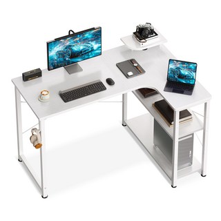 AODK 오른쪽 선반 코너형 컴퓨터 데스크 헤드셋 거치대 포함 책상 ㄱ자, 흰색, 1