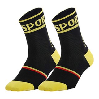 DH sports 第12款 運動耐磨襪 透氣排汗自行車襪 騎行襪 運動襪 登山襪子, 黑色, 1個