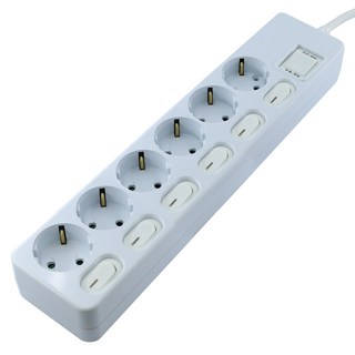 다조아 국산 개별 스위치 절전 멀티탭 6구 (16A), 1개, 화이트, 7.5m