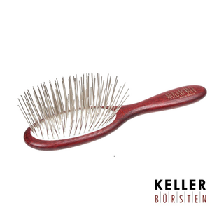 (크라운로얄 샘플증정) 지오디독 독일 켈러 맥시핀 오발 핀브러쉬 S 원목 35mm 소형 중형견 고양이 도그쇼, 브라운, 1개