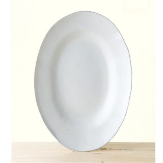 엣지 화이트 민 타원접시 (가로 33.5 cm) 공기 대접 찬기 그릇 앞접시 접시 앞찬기, 백자, 1개