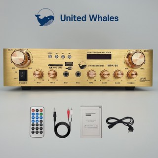 U.W 2채널 블루투스 앰프 MPA-80 카페 매장용 앰프+리모콘+RCA케이블
