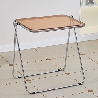 茶几 邊桌 亞克力透明折疊小茶幾 簡約家用 加厚 沙發邊幾 角幾 陽臺北歐輕奢桌子, 【折疊經典】亞克力桌胡桃棕