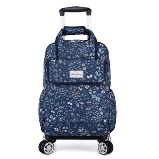 旅行袋雙肩背包大容量萬向輪收納包行李袋女輕便拉桿包旅行包拉桿旅游出差包旅行包旅行袋登機包拉桿行李袋收納包, 大號小葉子（不可拆分可雙肩背）宅配嘉里, 1個