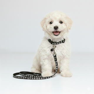 퍼플펫 반려동물 초경량 목줄 + 리드줄 세트, 검정색, 1개