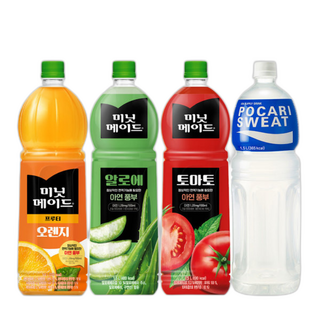 과일 주스/ 미닛메이드 토마토+오렌지+알로에+포카리스웨트 총 4페트, 1개, 1.5L