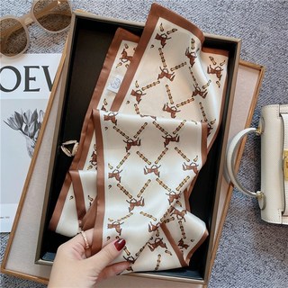 超柔軟質感 百搭絲巾 長條圍巾 護頸寬領巾 頭巾綁帶 腰帶 韓版ins風絲巾