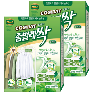 컴배트 좀벌레싹 옷장용 허브향 방충제 6p, 18g, 2개