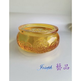 JOSEPH藝品 琉璃聚寶盆 金元寶 金磚 七彩黃色聚寶盆 招財進寶 台灣現貨, 七彩色,10cm