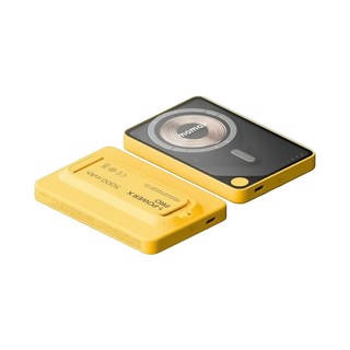 Momax 摩米士 磁吸無線充電行動電源 內建Type-C線 自帶支架 輕巧便攜, 摩米士5000mAh UC-行動電源-黃, 黃, 摩米士5000mAh UC-行動電源-黃