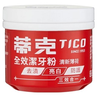 蒂克 全效潔牙粉 清新薄荷 去漬 亮白 防護 三效合一, 140g, 1罐