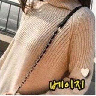 케익 여성 심플 소프트 줄무늬 폴라 니트 - 779