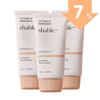 샤블 내츄럴 톤업 선크림 파데프리 피부과 썬크림 수분 혼합자차 SPF50+, 3개, 70ml