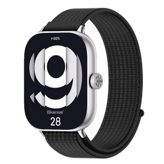 SKENOS 샤오미 스마트밴드 9 8 프로 / 레드미워치 6 5 4 호환 스포츠 루프 나일론 스트랩 교체 시곗줄 밴드, 1개, 실버-블랙
