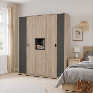 賀雅家居 費納6.7尺組合衣櫥(全組) 木心板 北歐風衣櫃 台灣製造 工廠直營 免組裝 (1241-1)