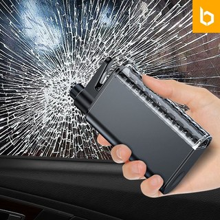 유즈비 차량용 비상탈출 망치 LED 비상등 랜턴 안전벨트 절단 자동차 유리 깨기, 블랙, 1개