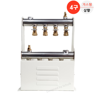 [완카바] 스텐 온수분배기 4구 나비핸들 가스형 (엑셀 12A/15A 선택), 1개