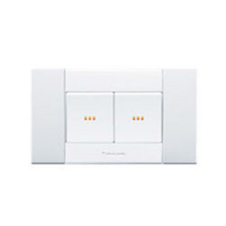 簡約純白雙連按鈕開關，易安裝耐用型牆壁電源開關, 1個