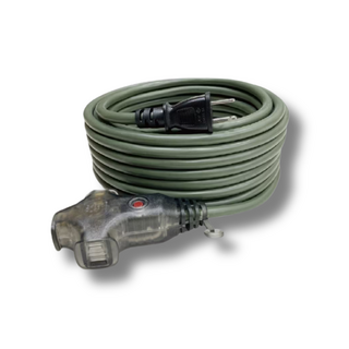 戶外防水多插座延長線，高可見度綠色安全電線，多孔插座設計，適用於庭院、露營等戶外場景, 1個, 十米軍綠