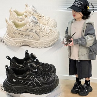 兒童運動鞋 2025秋季新款 透氣時尚 男童 旋轉扣網麵小白鞋 女童休閒鞋