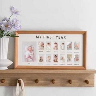 우드 성장 기록 액자 100일 돌 증명사진 보관함 포토테이블, 우드그레인 (21x29.7), 1개