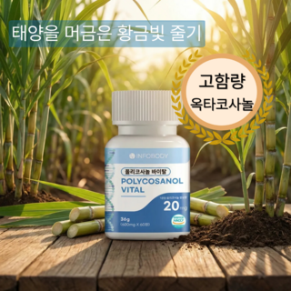 인포바디 폴리코사놀 바이탈 20mg 식약청인정 HACCP 옥타코사놀 고함량, 8개, 60정