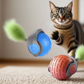 메호라 고양이 불빛 스마트볼 쥐꼬리 잡기 장난감, 1개, 블루
