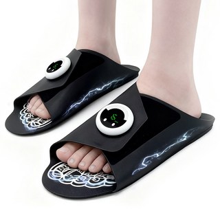 SaeByul 발바닥 마사지기 저주파 발 마사지기 ems 무선 슬리퍼 발마사지 기계 1세트, 블랙