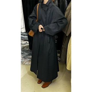 2026年秋季高級感灰色長款立領風衣外套 女