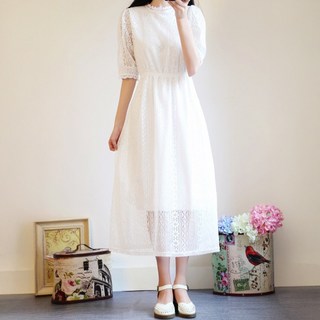 셀프웨딩 브라이덜샤워 베이직 롱슬리브 긴팔 화이트 드레스