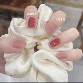 秋冬溫變指甲油 免烤 持久不掉色 防水速乾 學生美甲 (臺灣出貨), 11果凍裸+45蜜糖色【免烤型】, 1個