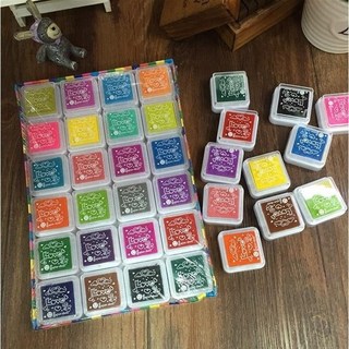 24色印泥套裝 手指畫 彩色印泥 教師印章印台 兒童繪畫 學生禮物, 1個, 24色