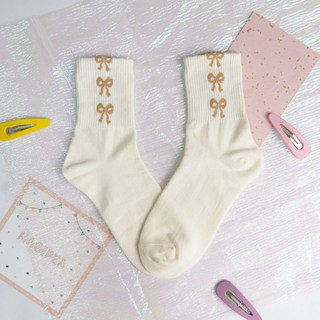 AHUA阿華有事嗎 立體蝴蝶結中筒襪 K2284 正韓襪子 百搭純棉襪 韓妞少女襪