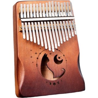 zani 三好禮 拇指琴手指琴17音 kalimba姆指琴 卡林巴 拇指鋼琴樂器 入門樂器 手指琴 鐵片琴, 桃花心木月亮貓咖啡-17音