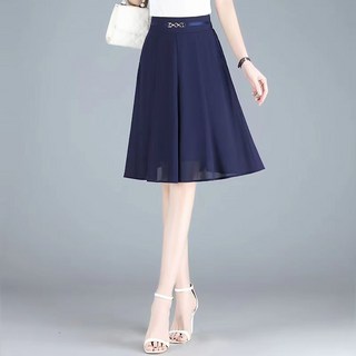 지고다그 여름 여성 쉬폰 반투명 A라인스커트 하이웨스트 슬림핏 무지 데일리 코디 SX68978