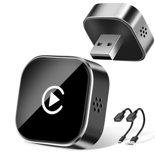 민루플 무선 미니 안드로이드 오토 애플 카플레이 2in1 플러그 앤 플레이 카플레이모니터 어댑터, 블랙