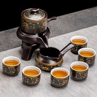 Qiaokao 은은한 향이 나는 다기 3종 세트, 다크 브라운, 다관+숙우+찻잔, 1세트