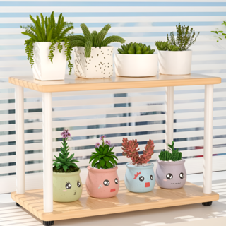 모스터 거실 화분 정리대 선반대, 우드화이트, 2단