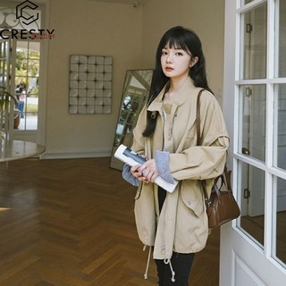크레스티 여성 집업 베이직 트렌치코트 캐주얼 카라넥 바람막이