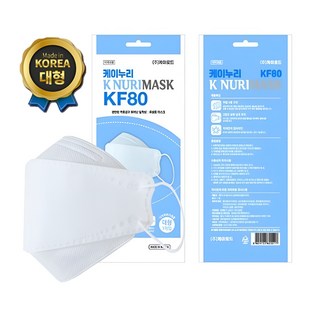 케이누리 마스크 대형 KF80 흰색, 1개입, 100개, 화이트
